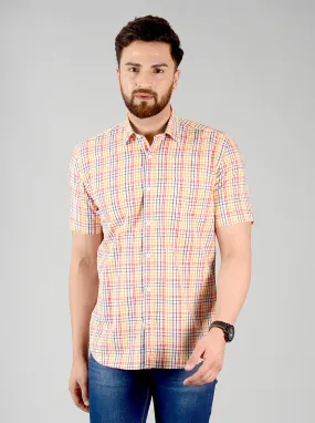 Vibrant Yellow Checked Slim Fit Casual Shirt | Greenfibre