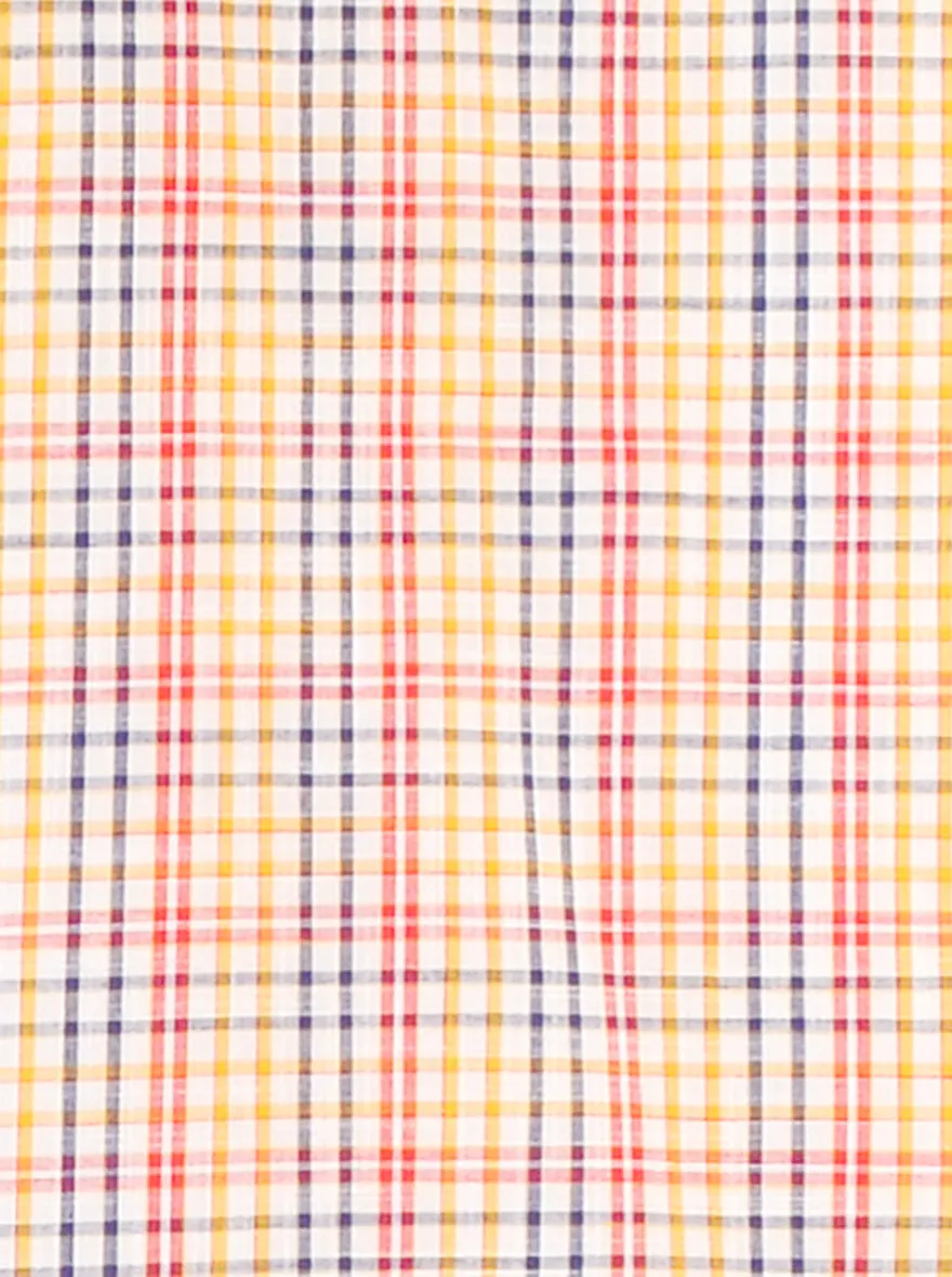 Vibrant Yellow Checked Slim Fit Casual Shirt | Greenfibre