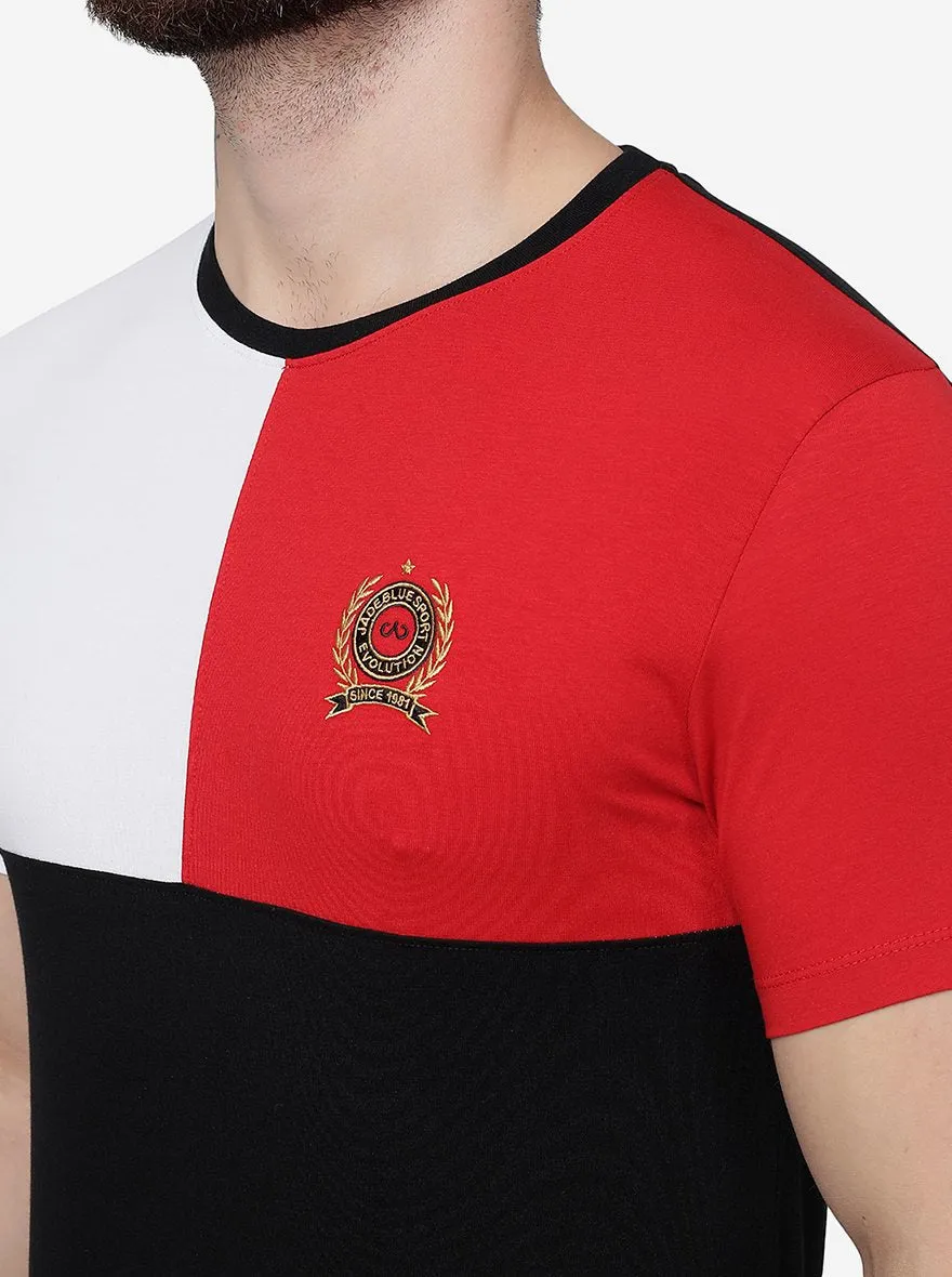 White & RED Solid Slim Fit T-Shirt | JadeBlue