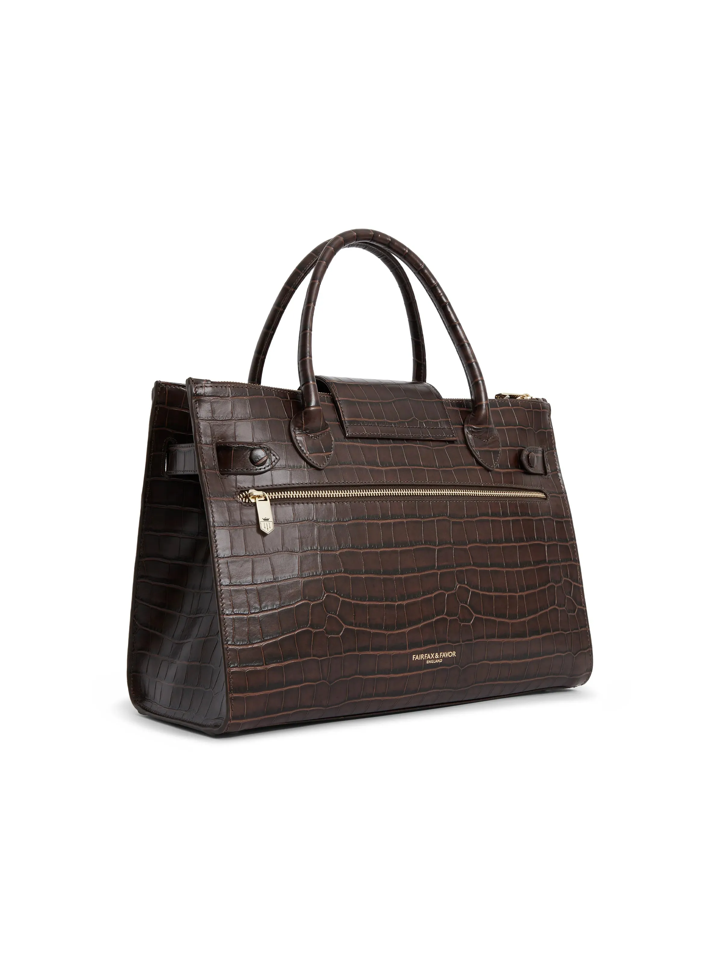 Windsor Work Bag - Mahogany Croc Leather