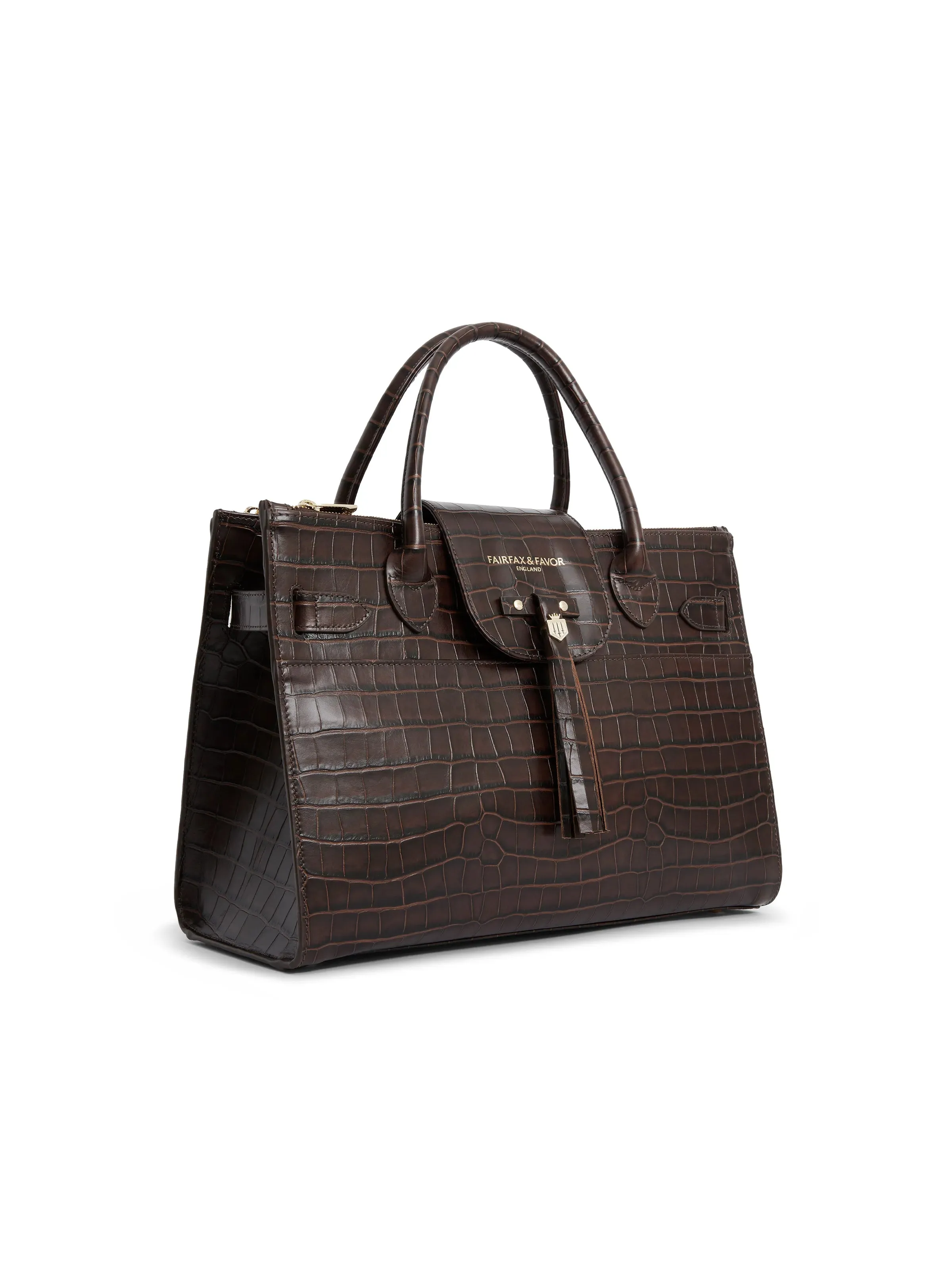 Windsor Work Bag - Mahogany Croc Leather