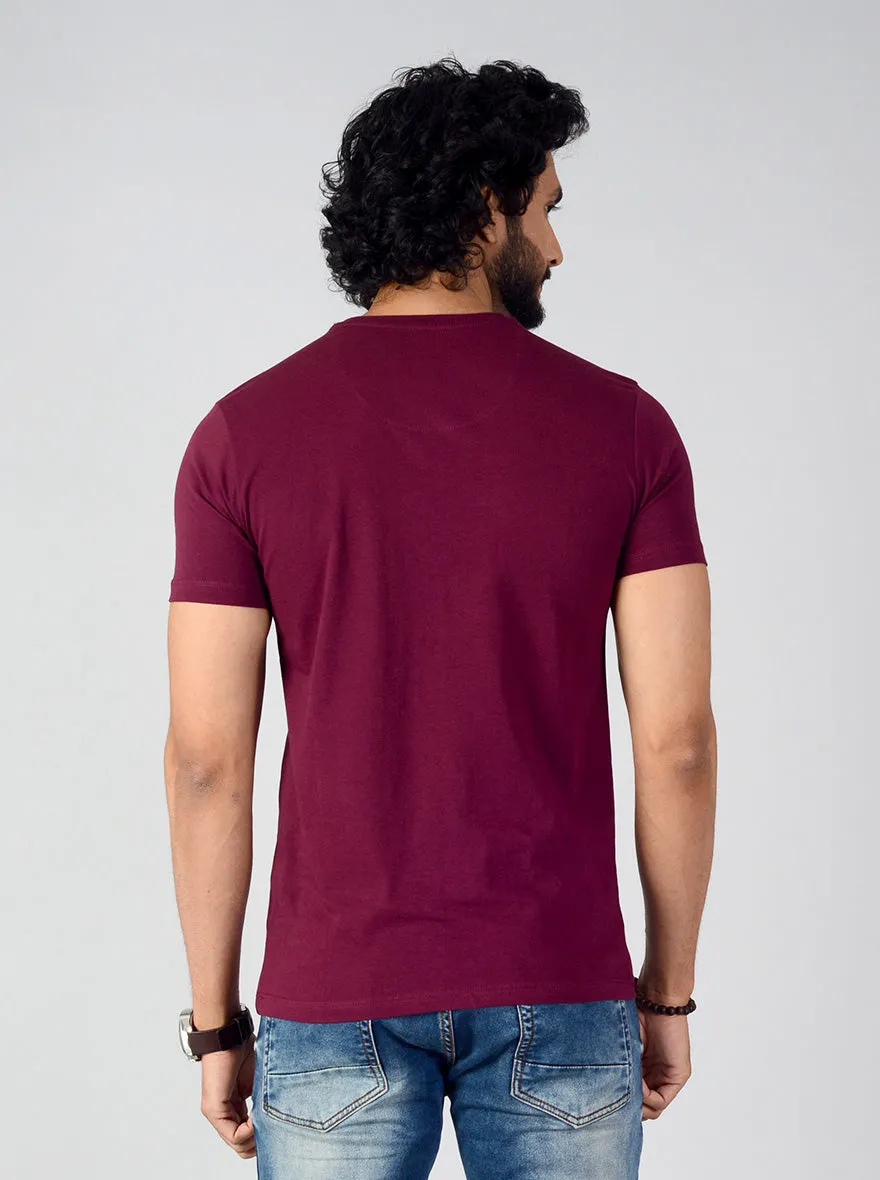 Wine Printed Slim Fit T-shirt | Greenfibre