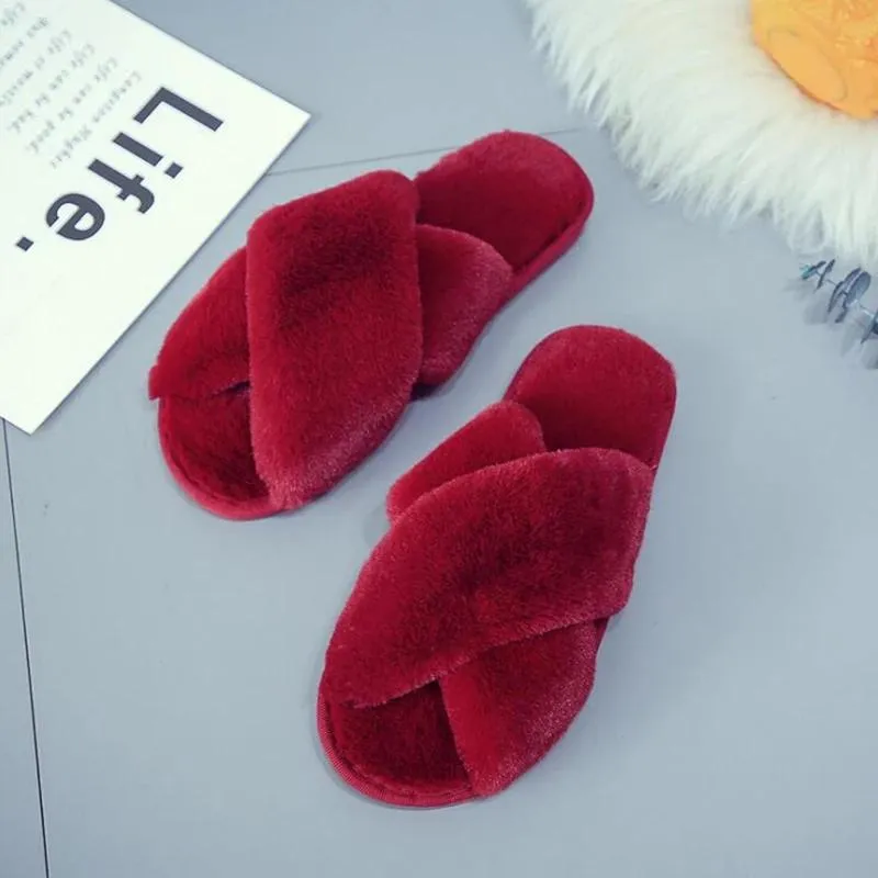 Winter Women Cozy Home Furry Slippers