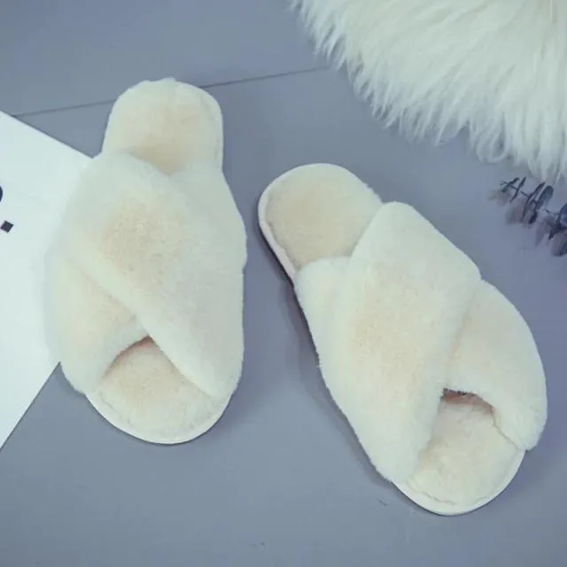 Winter Women Cozy Home Furry Slippers