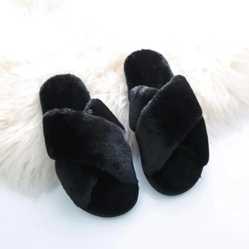 Winter Women Cozy Home Furry Slippers