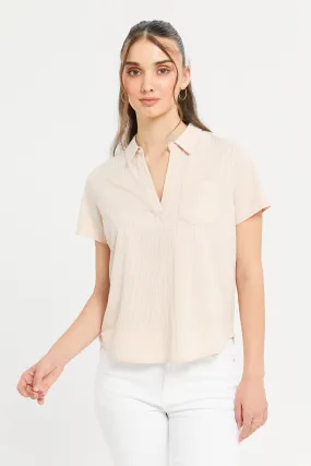 Women Beige Stripped Shirt