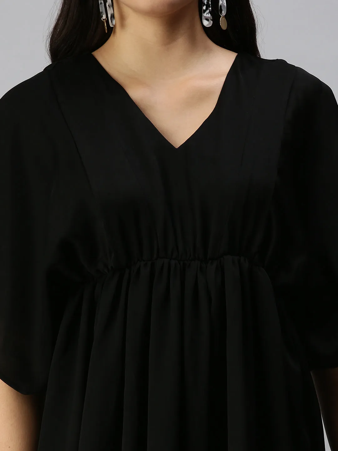 Women Black Solid A-Line Dress