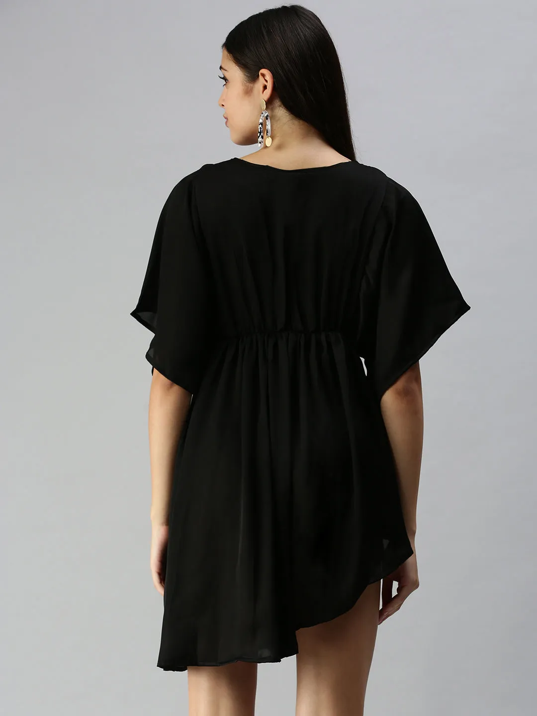 Women Black Solid A-Line Dress