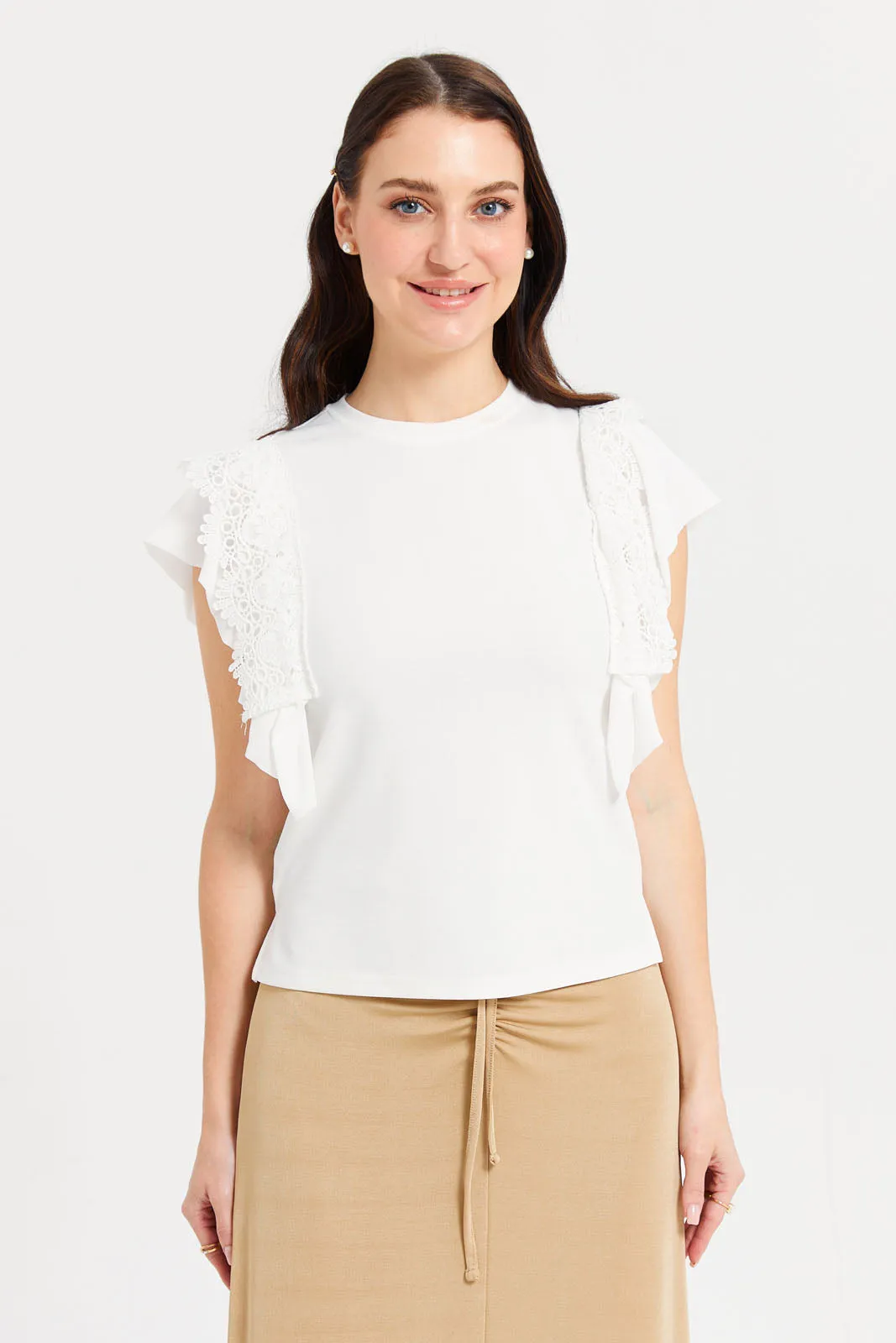 Women Ivory Lace Top