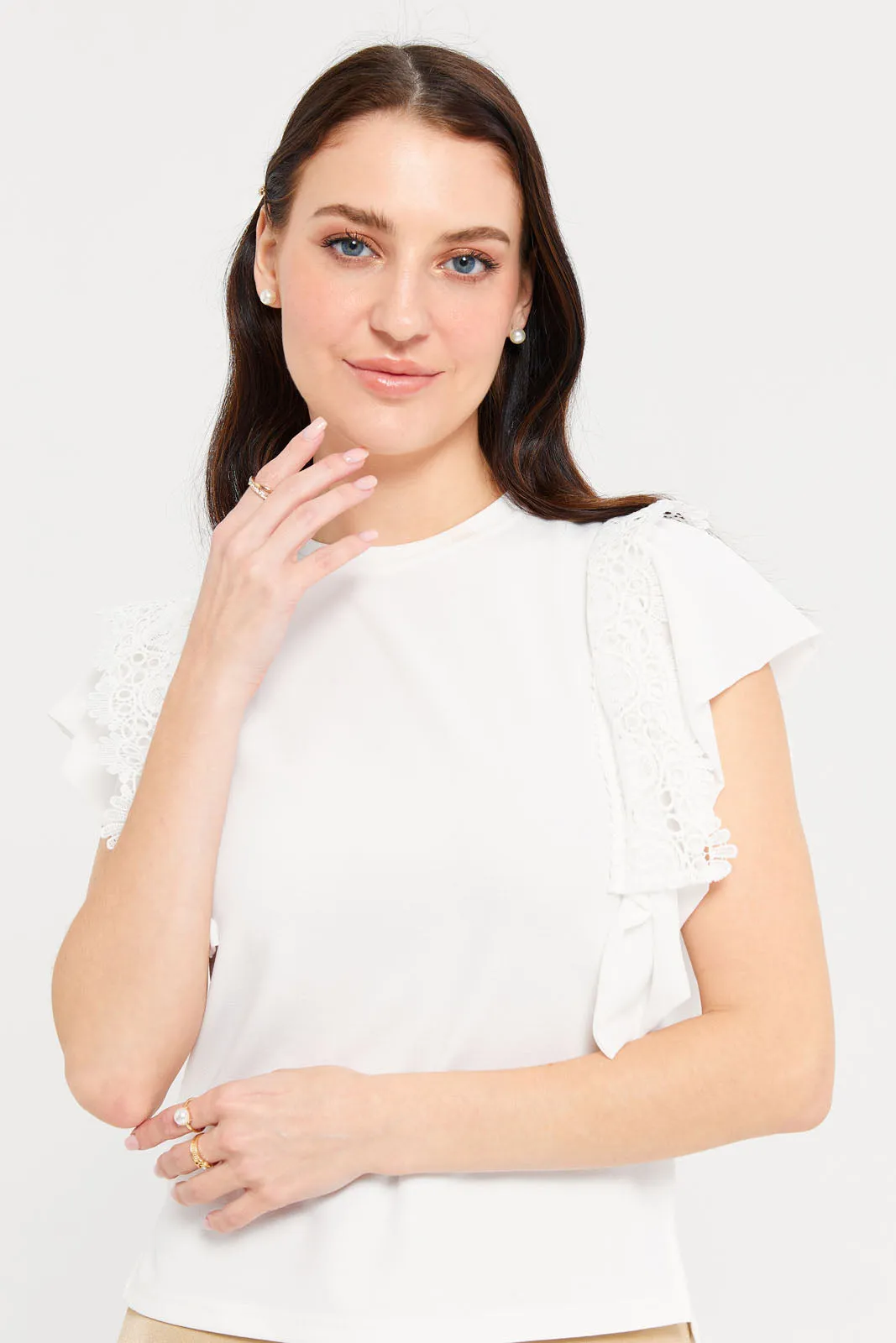 Women Ivory Lace Top