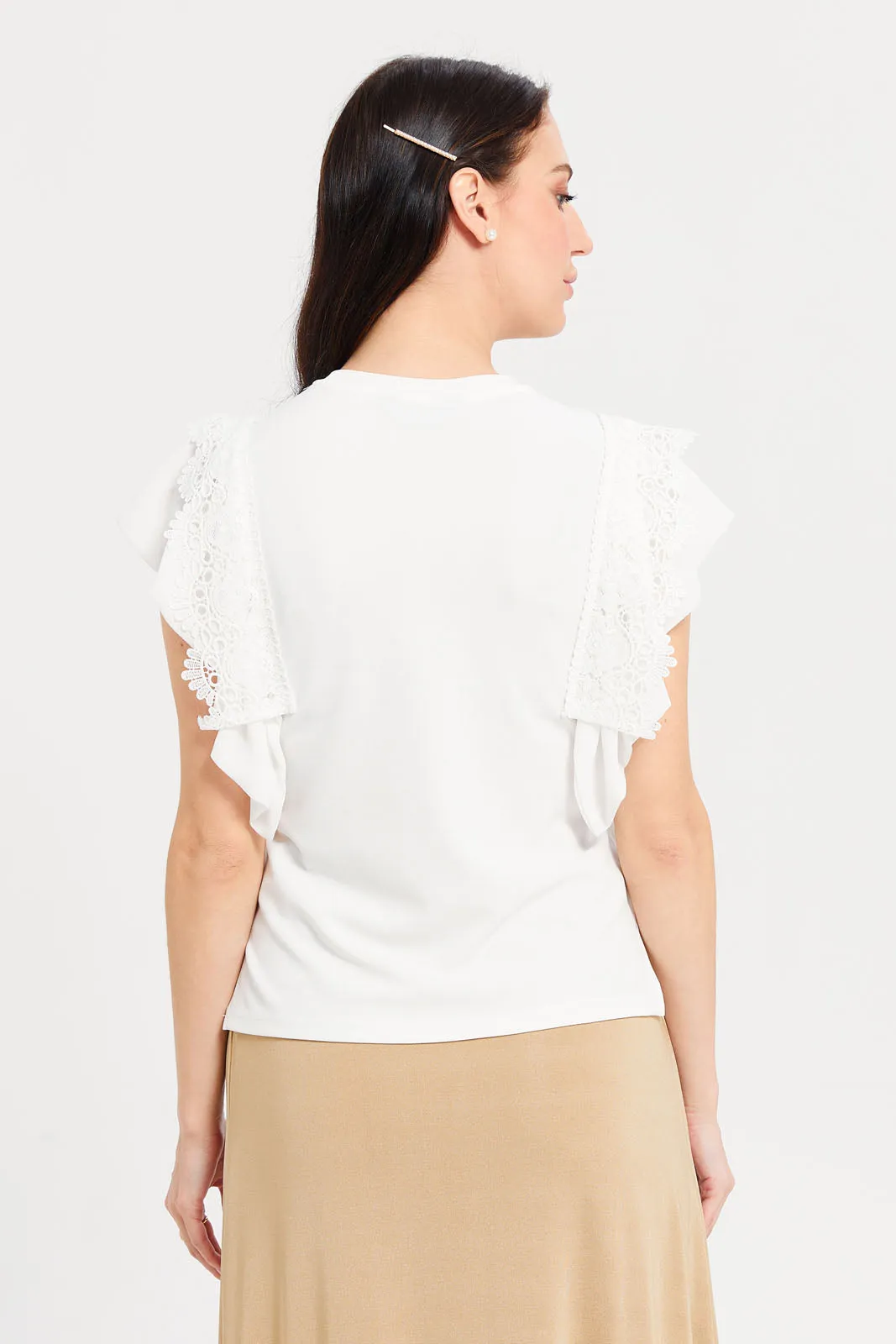 Women Ivory Lace Top