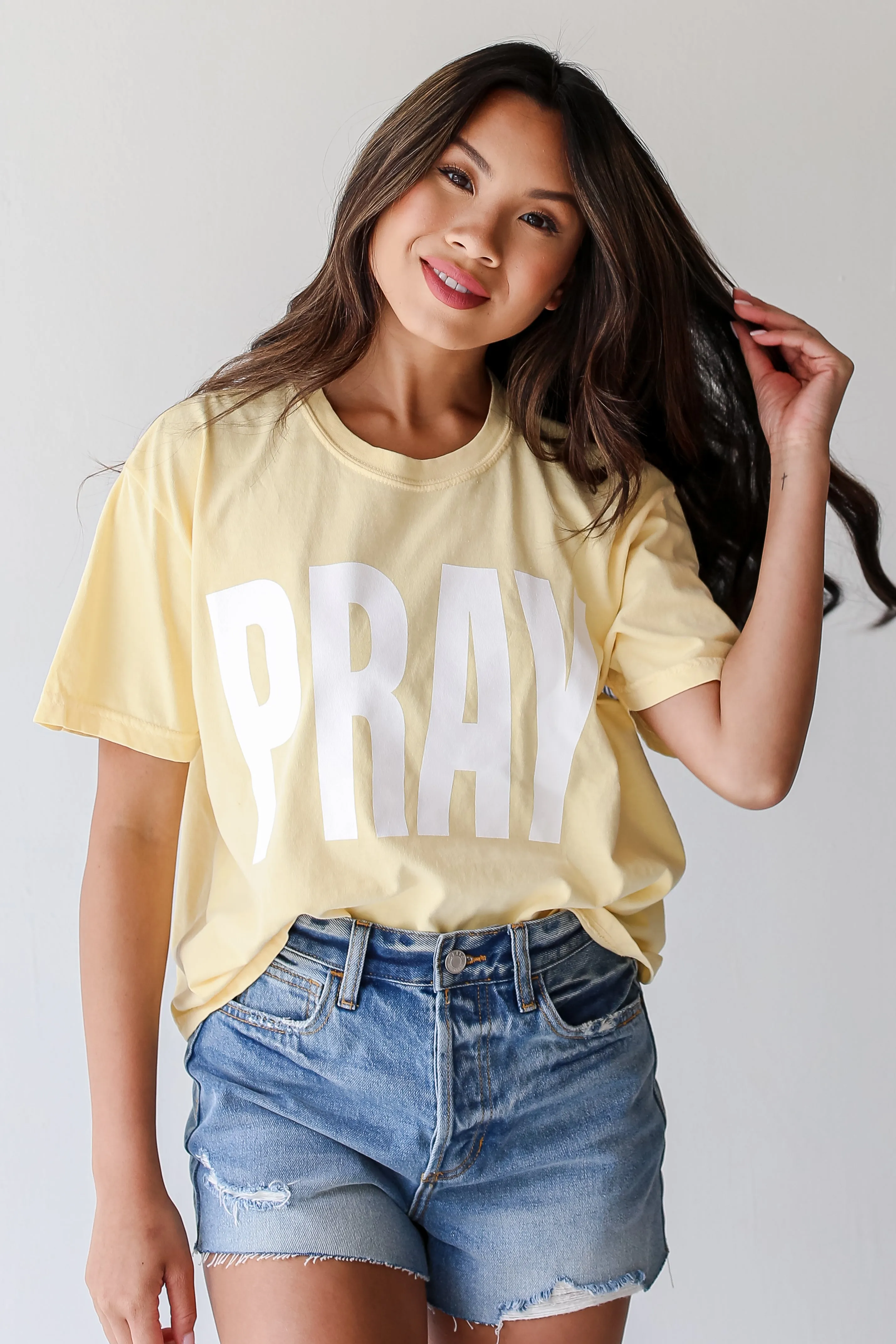 Yellow Pray Cropped Tee