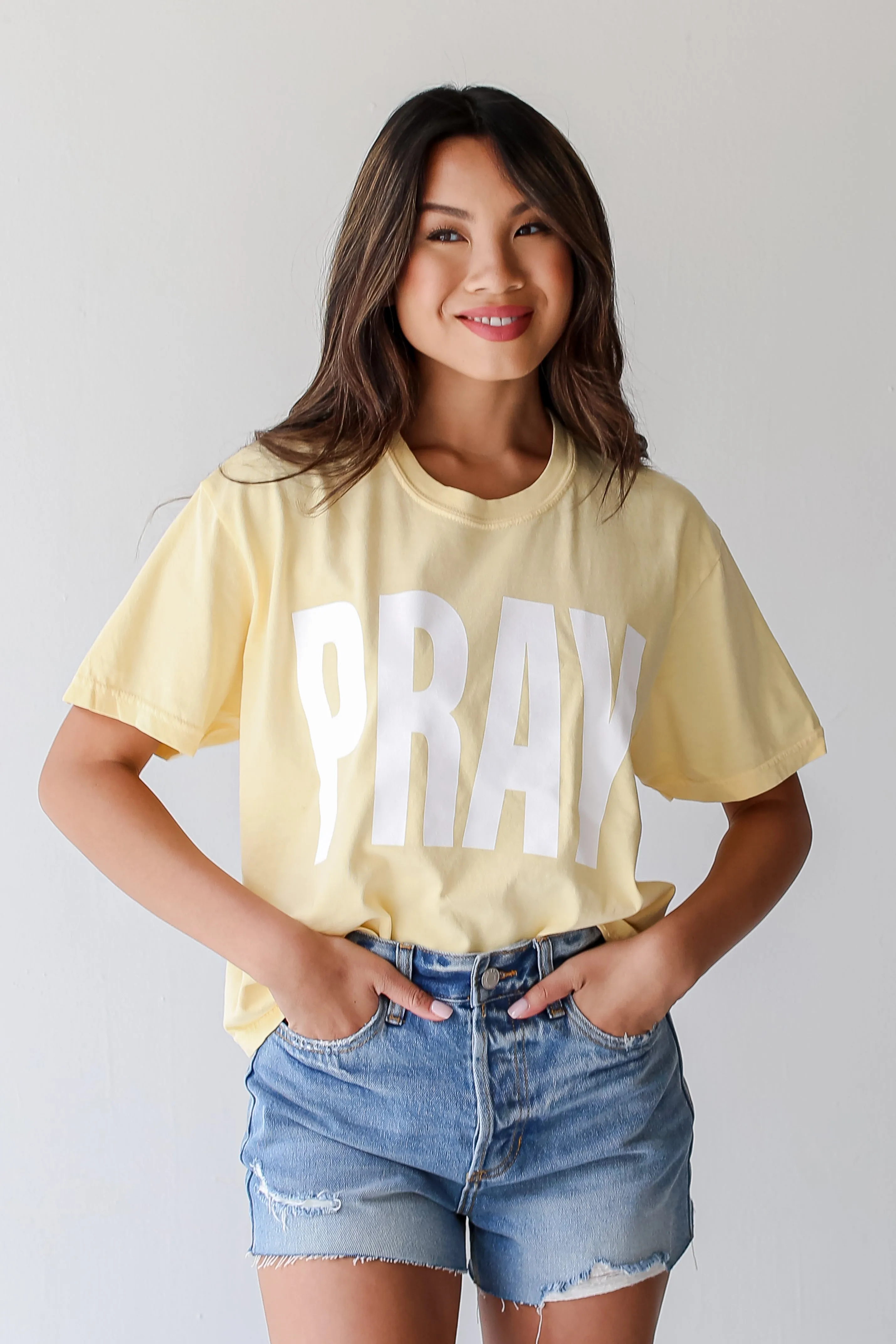 Yellow Pray Cropped Tee